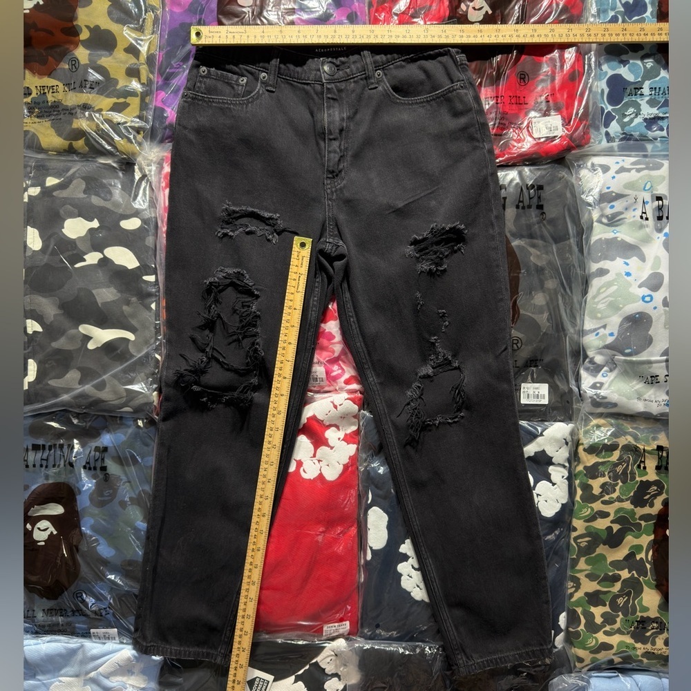 Aeropostale Black Distressed Denim Mom Jeans - Picture 2 of 5